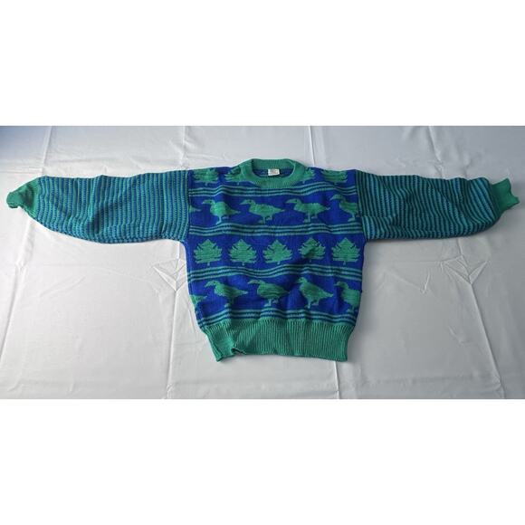 VTG Pezhman Bird Tree Sweater Kids 4T-5T Folk Art Cottagecore Knit Retro - Picture 3 of 12